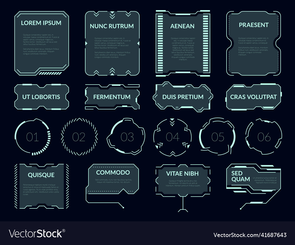 Hud elements with text digital futuristic user vector image Hud elements with text digital futuristic user