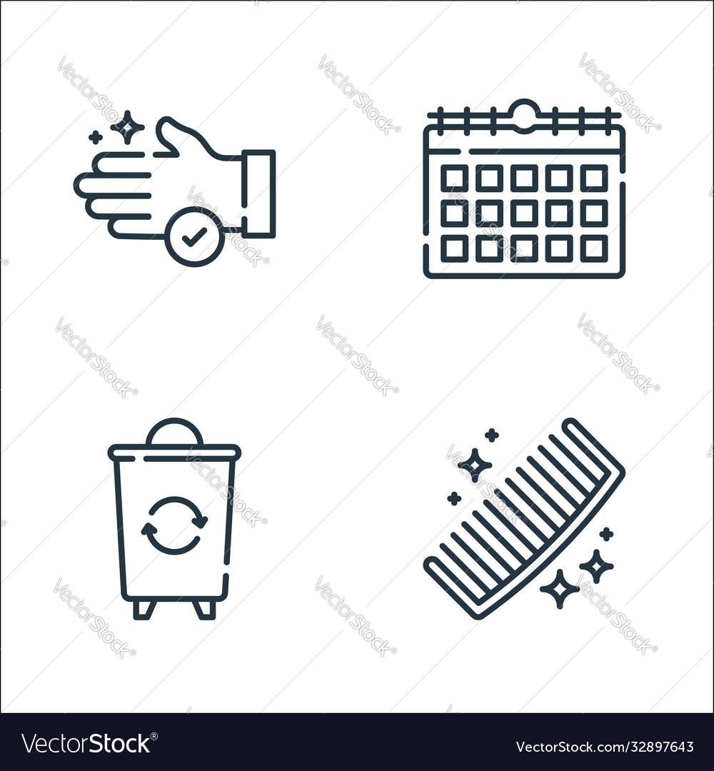 Hygiene routine line icons linear set quality vector image Hygiene routine line icons linear set quality