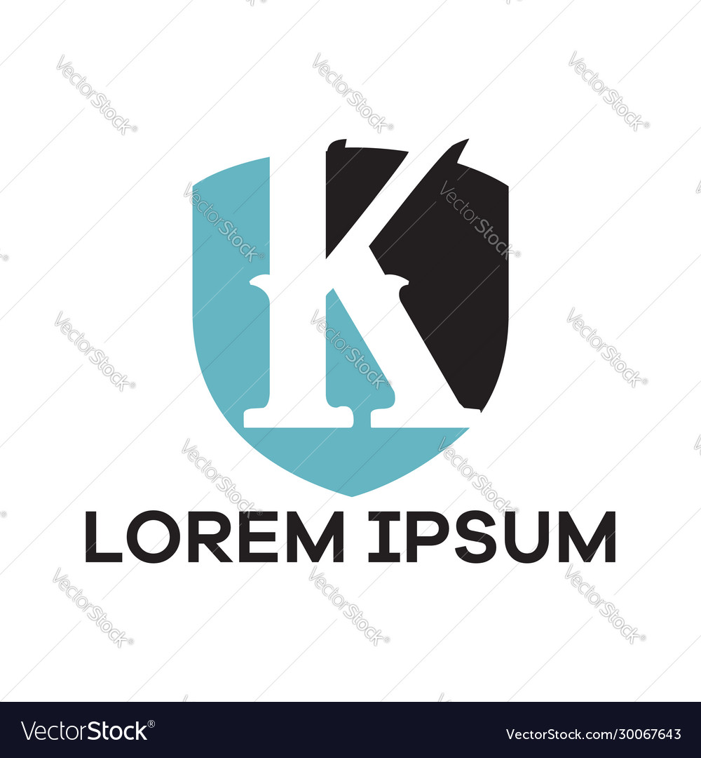 K letter logo design in shield shape