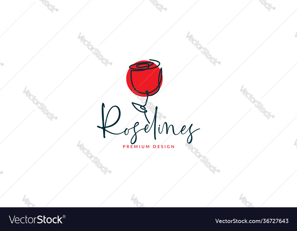 Lines beautiful rose red simple logo symbol icon