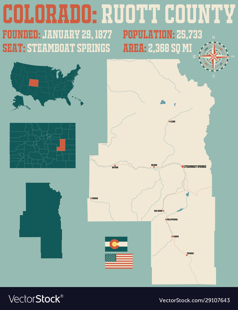 Map Ruott County In Colorado Royalty Free Vector Image