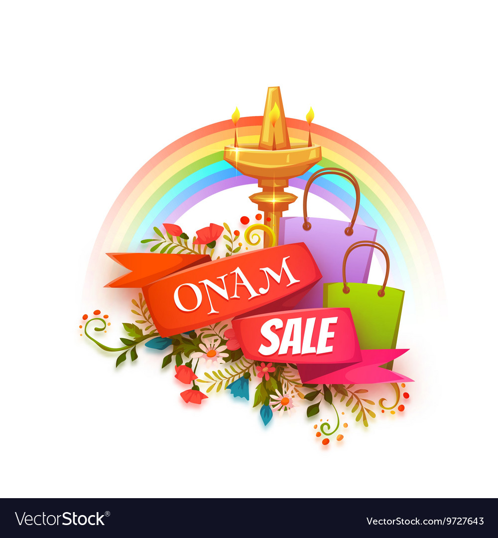 Onam sale banner with ribbon