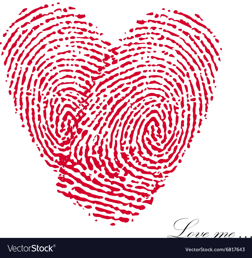 Pink Fingerprint With Heart On A White Background Vector Image