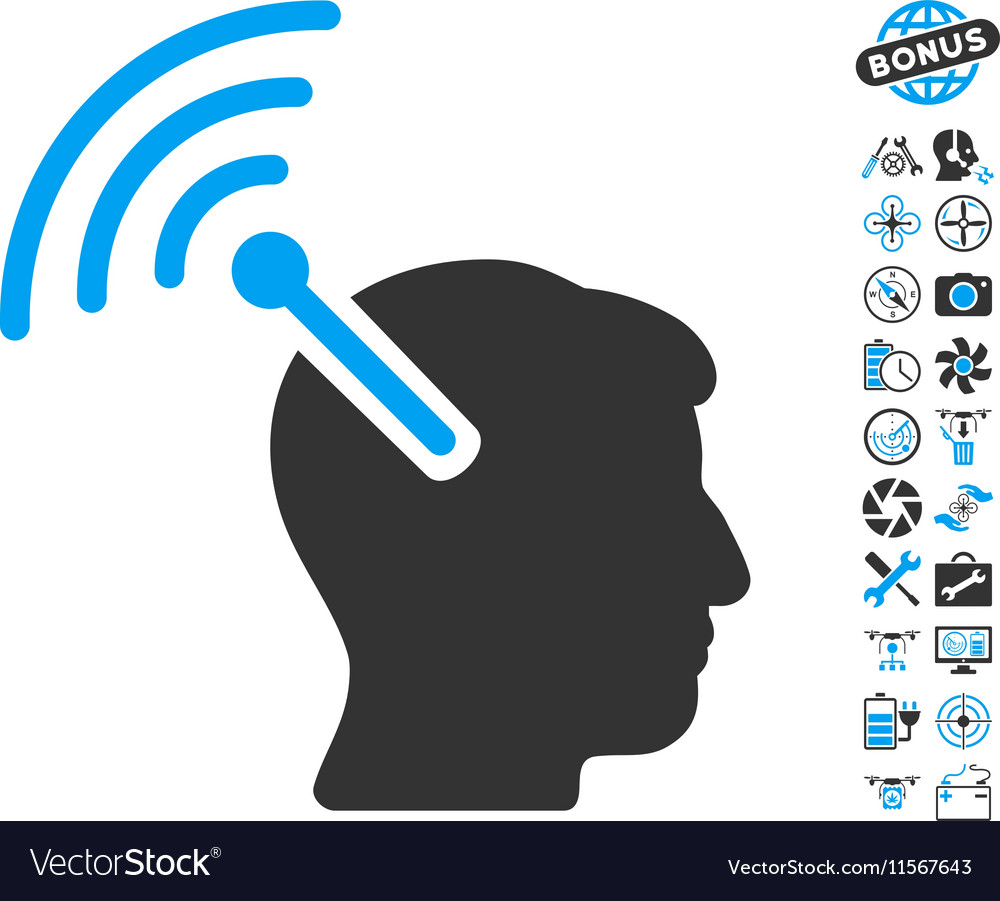 Radio neural interface icon with copter tools