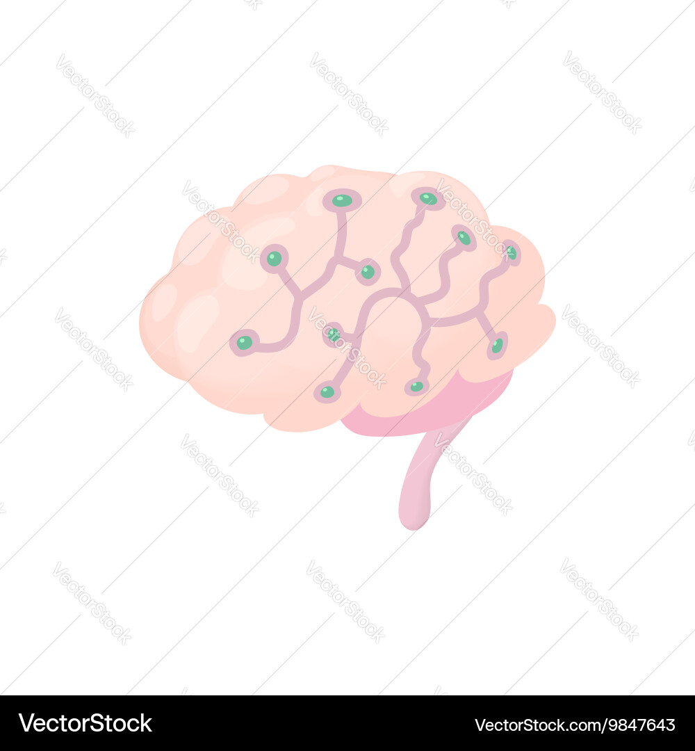 Sensors on human brain icon cartoon style Vector Image