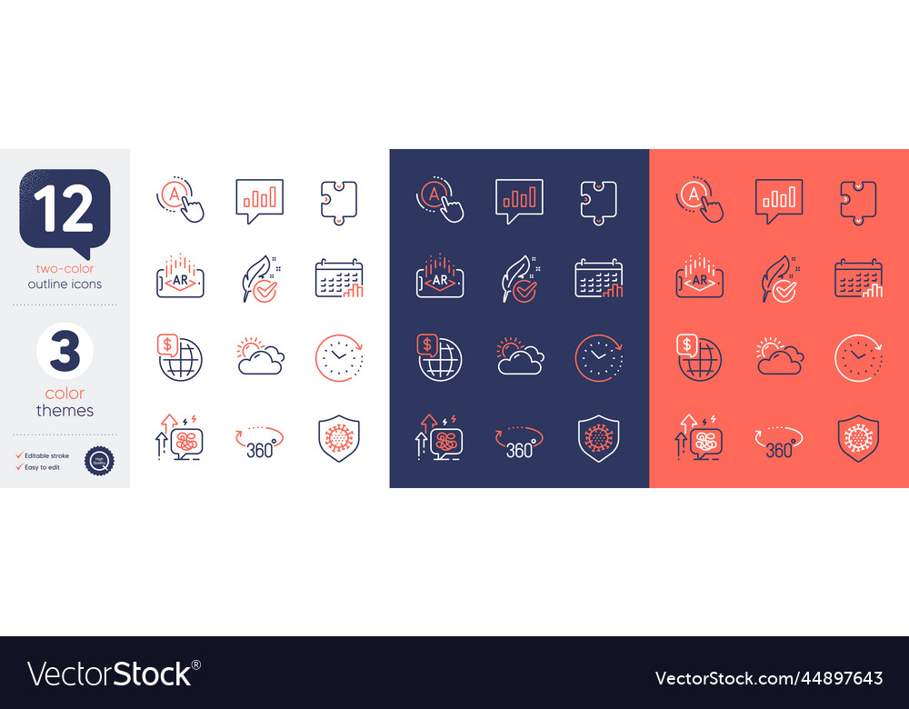 Set of augmented reality time change and puzzle vector image Set of augmented reality time change and puzzle