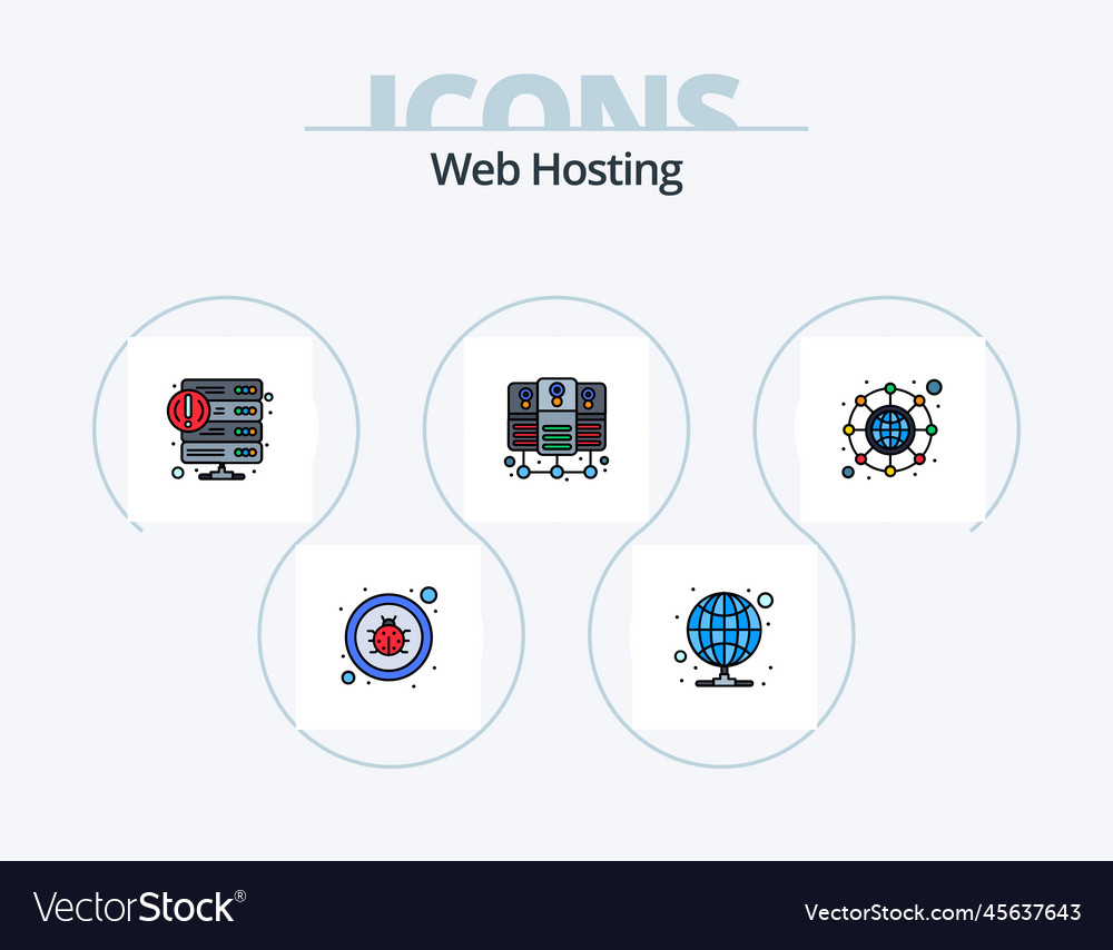 Web hosting line filled icon pack 5 design