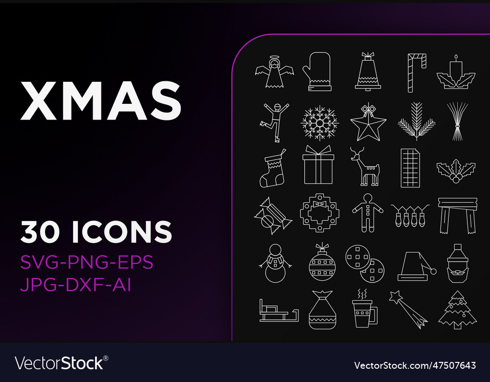 Xmas outline icon pack Royalty Free Vector Image