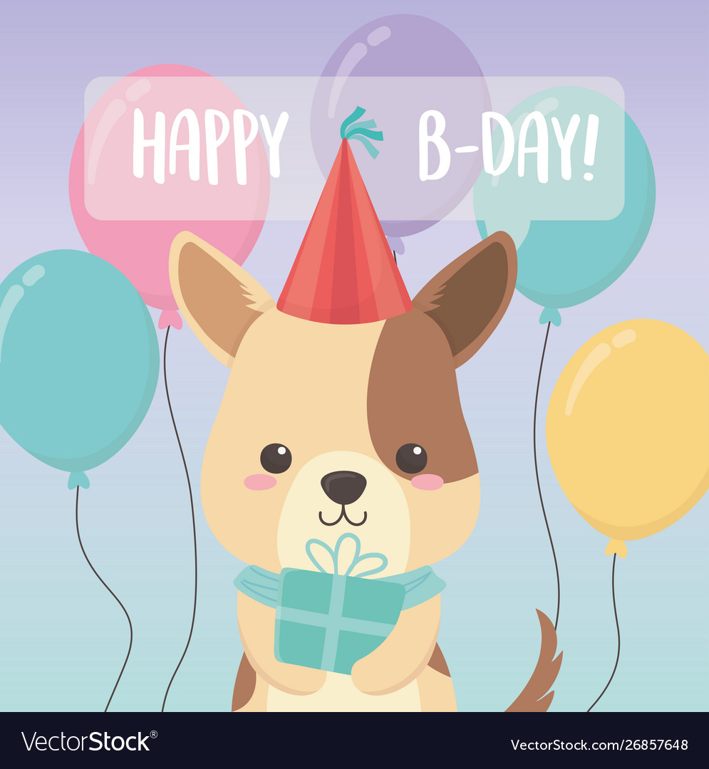 Birthday card with little dog character