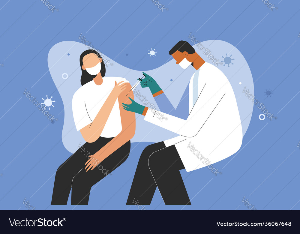 Covid19-19 vaccination doctor injecting a patient Vector Image