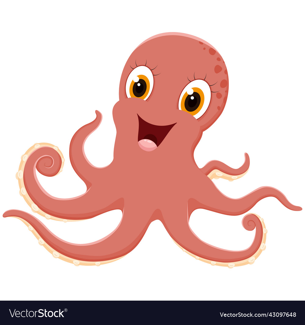 Cute octopus cartoon isolated on white Royalty Free Vector