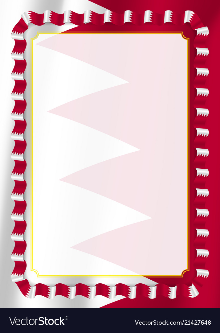Frame and border of ribbon with bahrain flag Vector Image