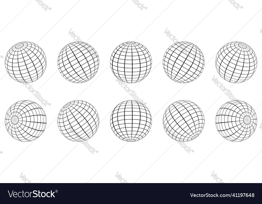 Globe grid sphere set 3d wire global earth