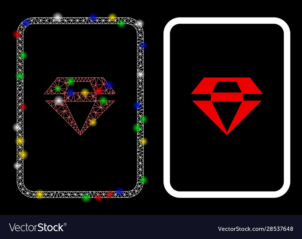Glossy mesh 2d ruby gambling card icon with light vector image Glossy mesh 2d ruby gambling card icon with light