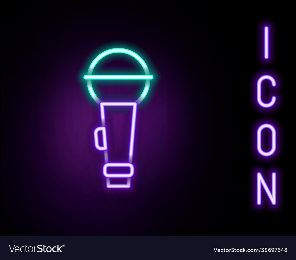 Glowing neon line microphone icon isolated Vector Image