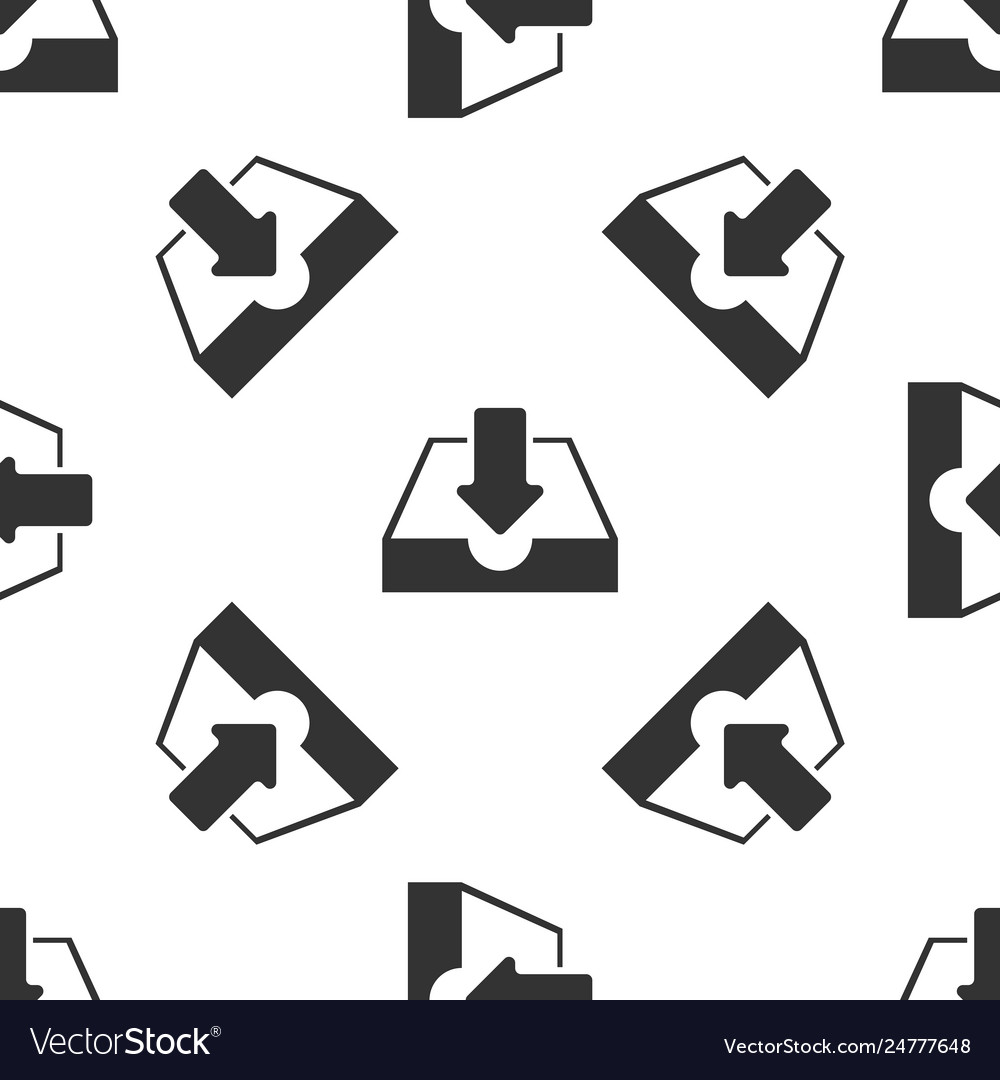Grey download inbox icon isolated seamless pattern vector image Grey download inbox icon isolated seamless pattern