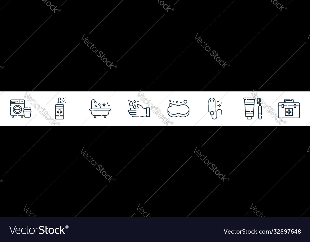 Hygiene routine line icons linear set quality vector image Hygiene routine line icons linear set quality