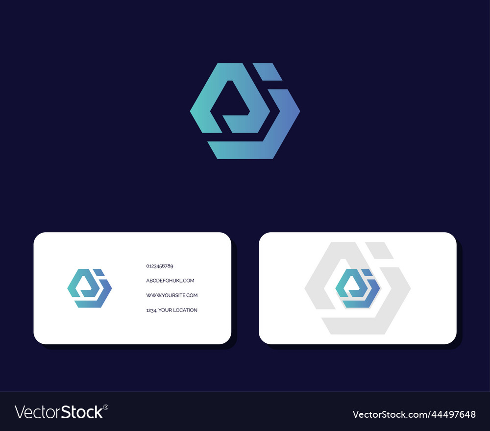 Letter a j logo design with business card Vector Image