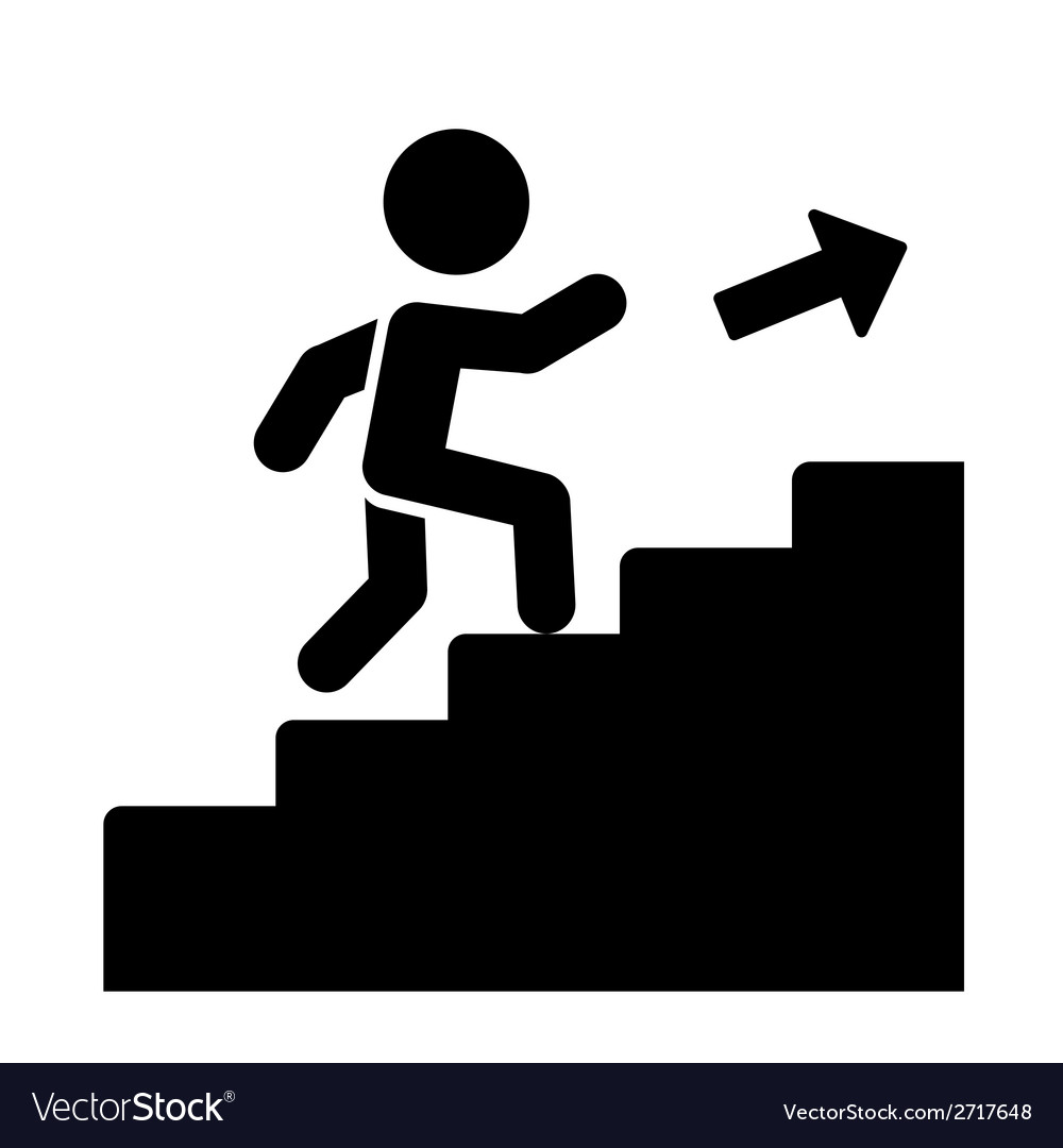 Man on stairs going up icon Royalty Free Vector Image