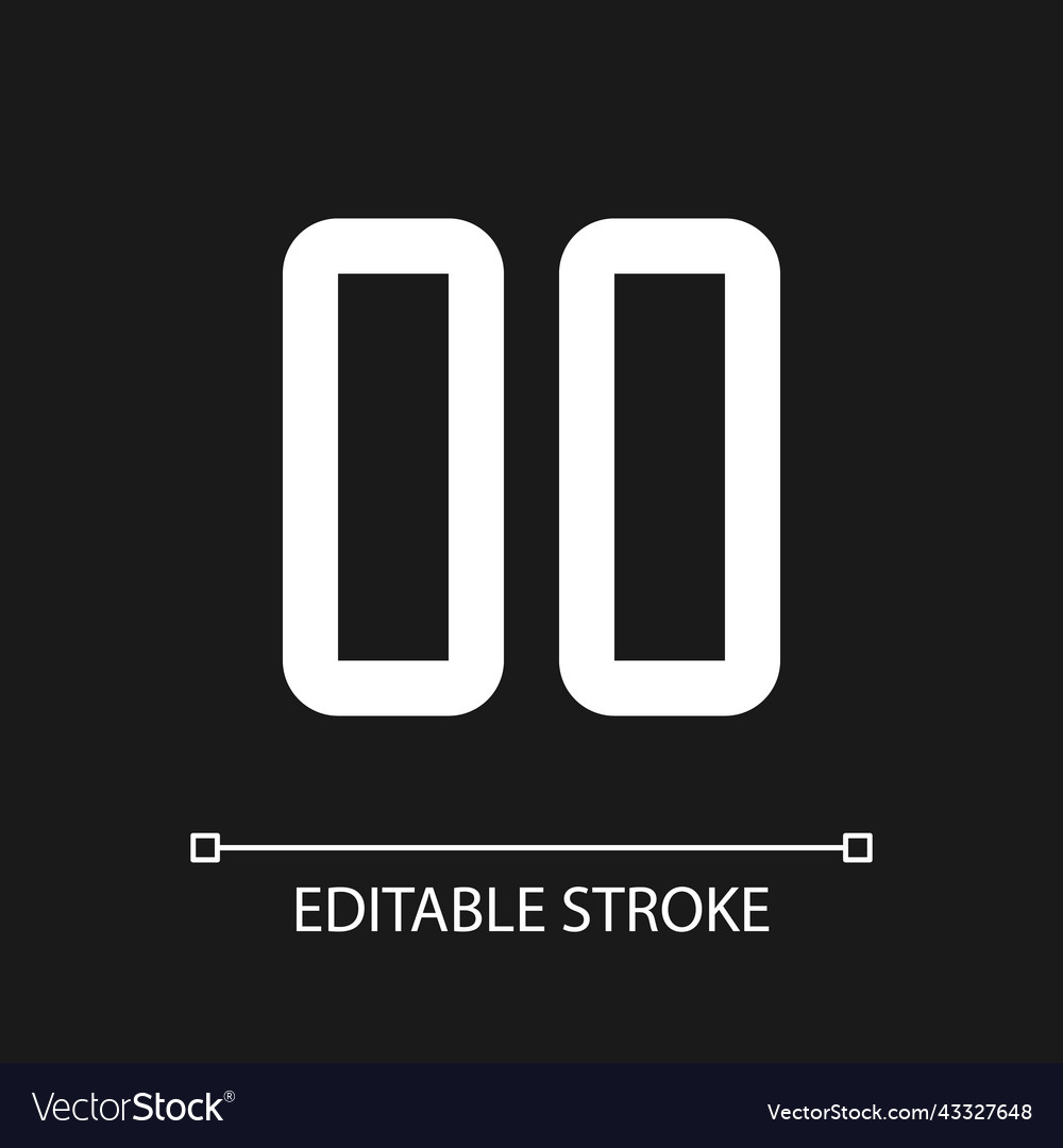 Pause button pixel perfect white linear ui icon Vector Image Pause button pixel perfect white linear ui icon