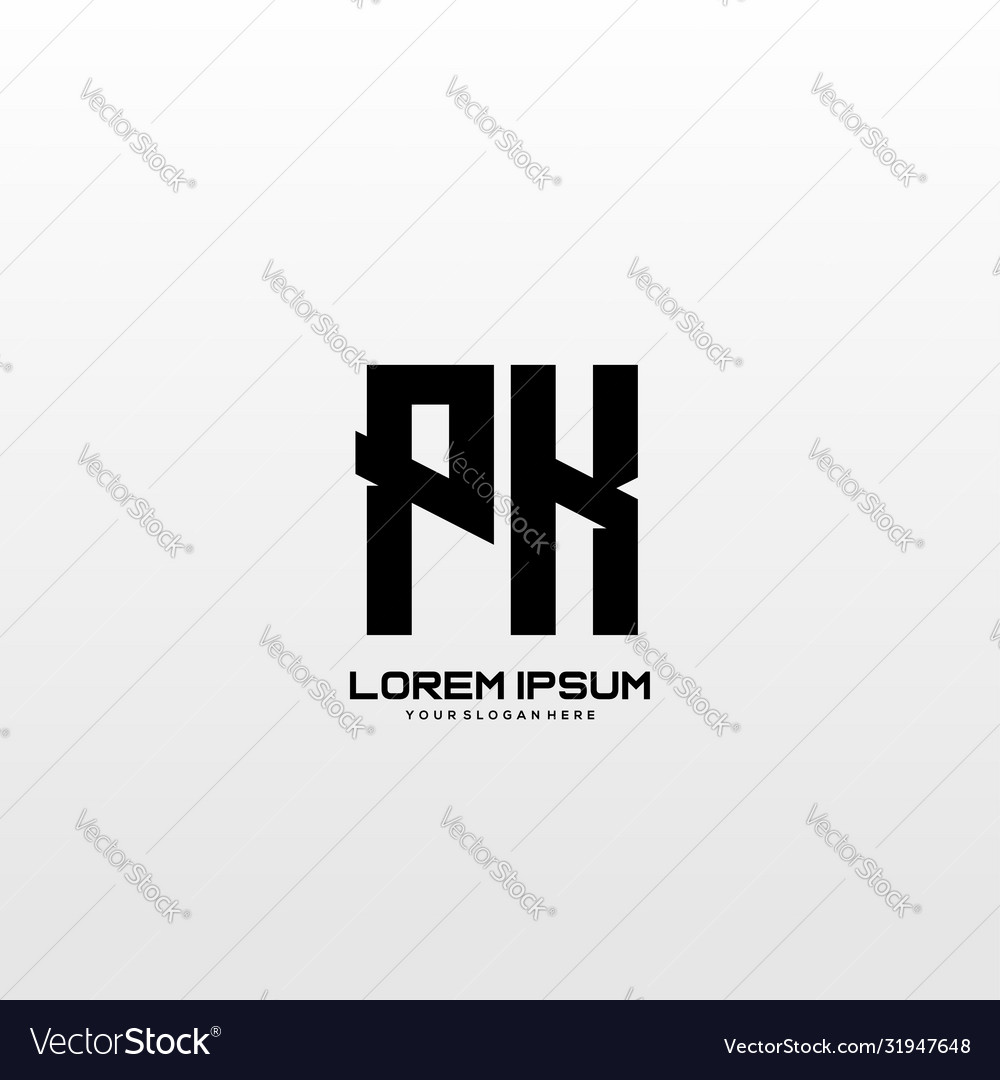 Pk initial letter minimalist art logo Royalty Free Vector