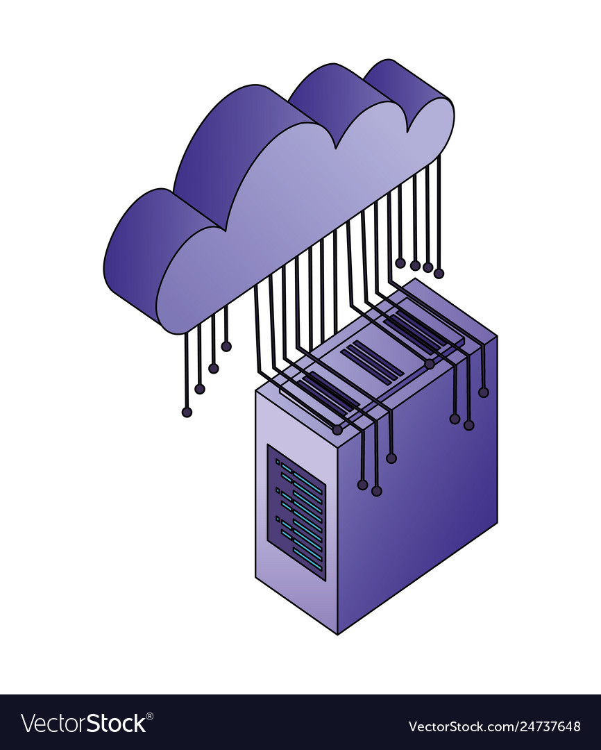 Server data center with cloud computing vector image Server data center with cloud computing