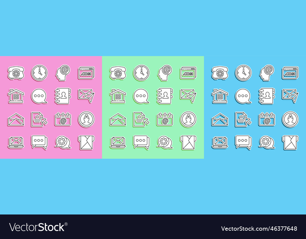 Set line envelope create account screen mail vector image Set line envelope create account screen mail