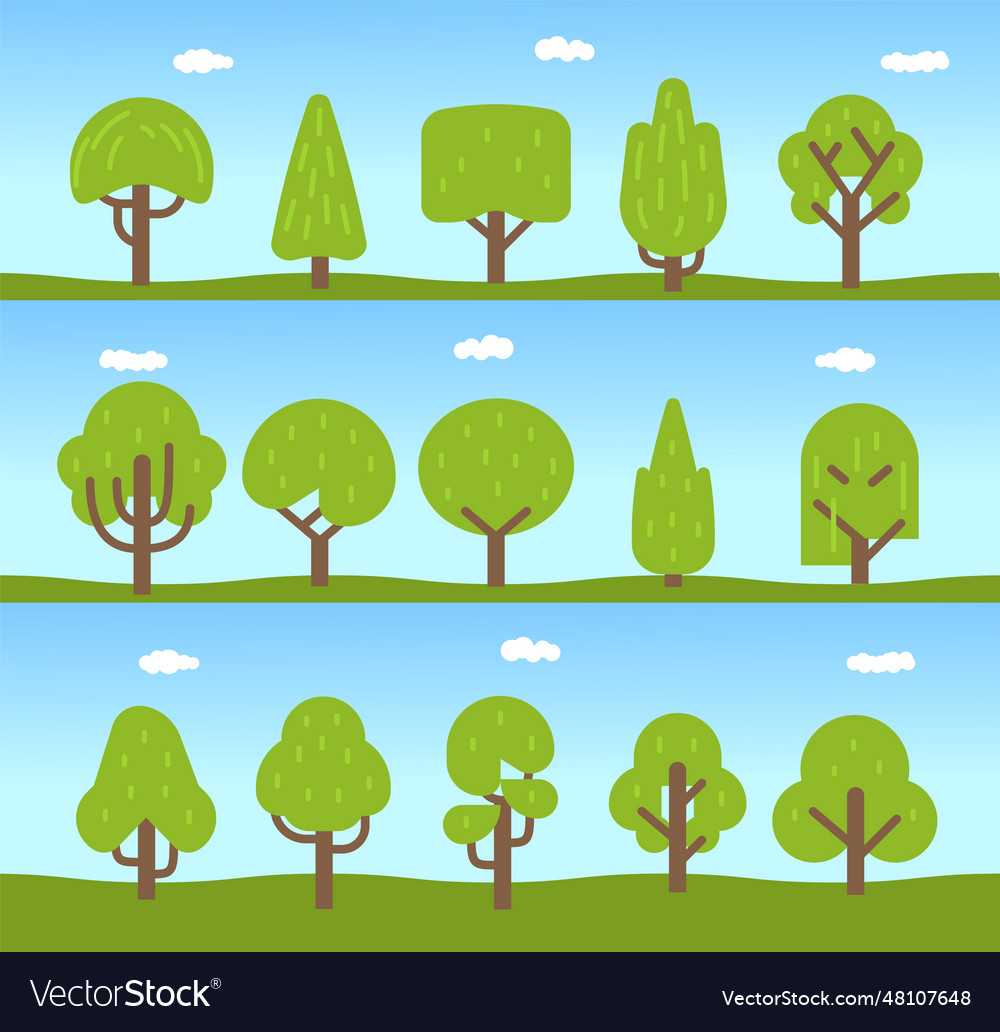 Set of trees tree icons collection in a modern
