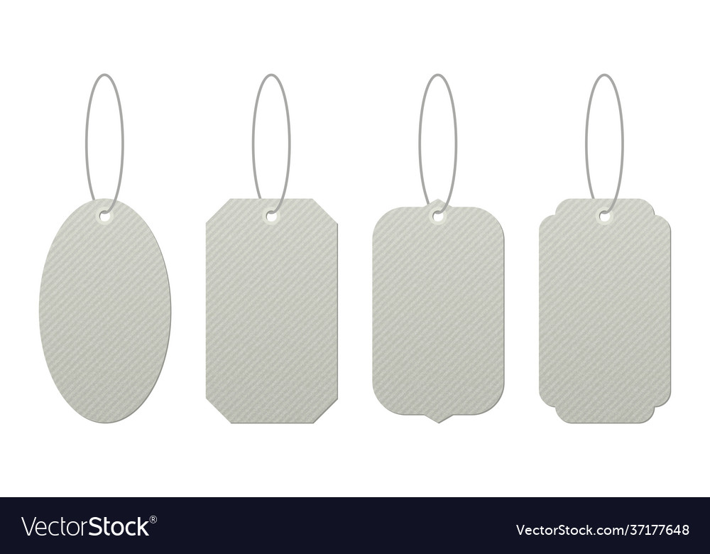 Set vintage tags with strings design isolated vector image Set vintage tags with strings design isolated