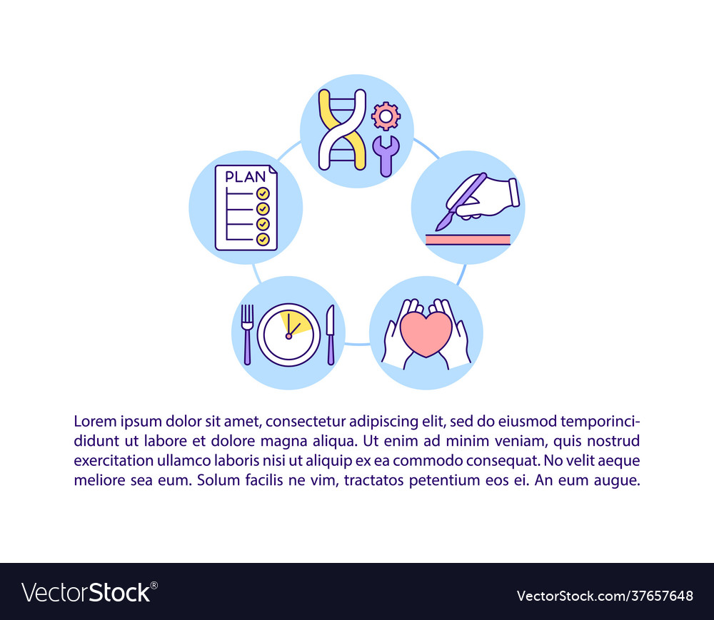 Treatment concept line icons with text