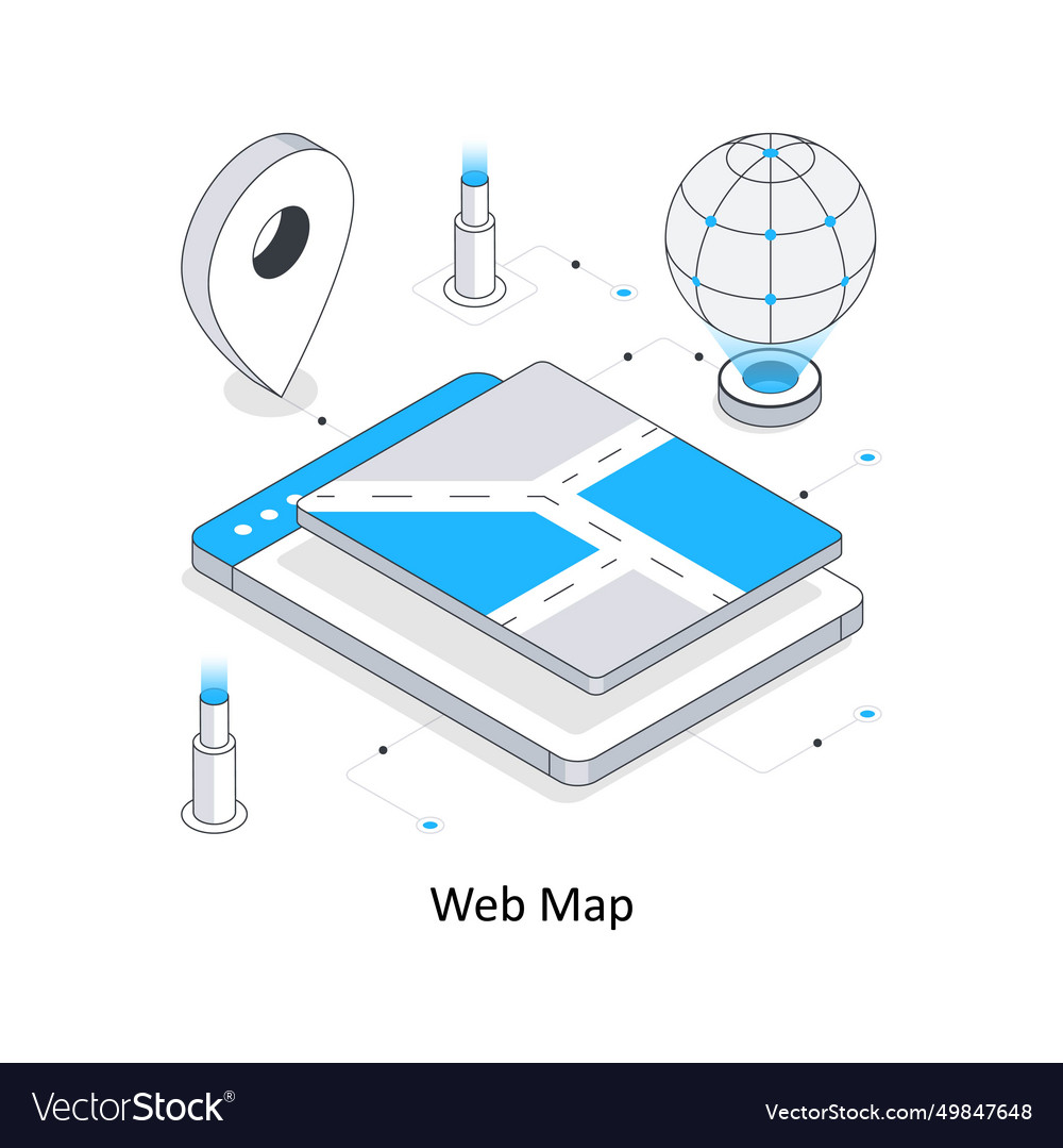 Web map isometric stock eps file