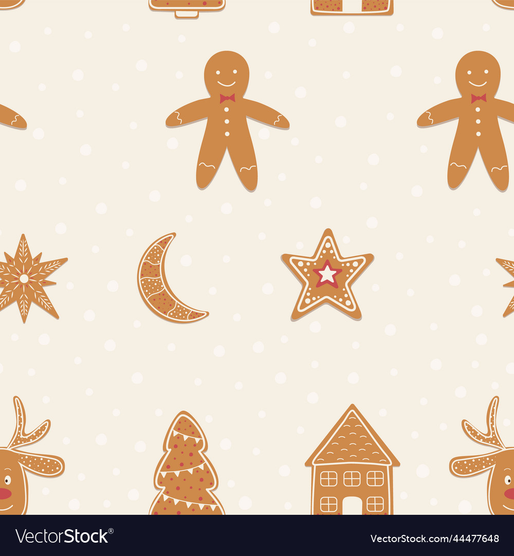 Winter seamless pattern with ginger cookies