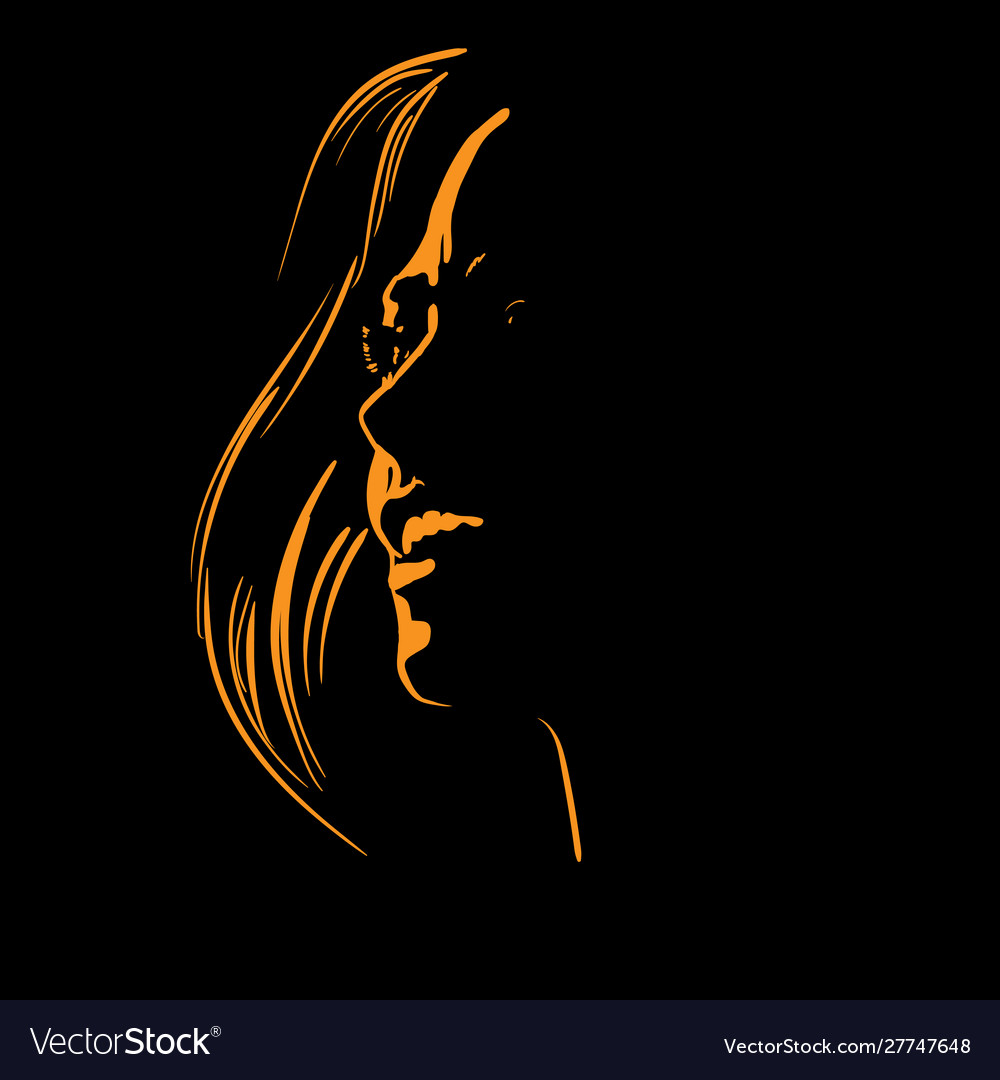 Woman Face Silhouette In Contrast Backlight Vector Image