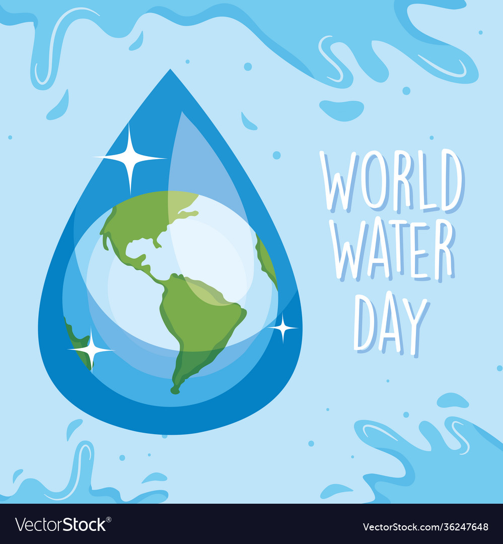 World water day with drop and earth planet Vector Image