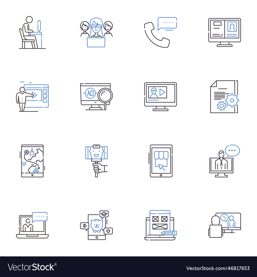 Blogosphere line icons collection community