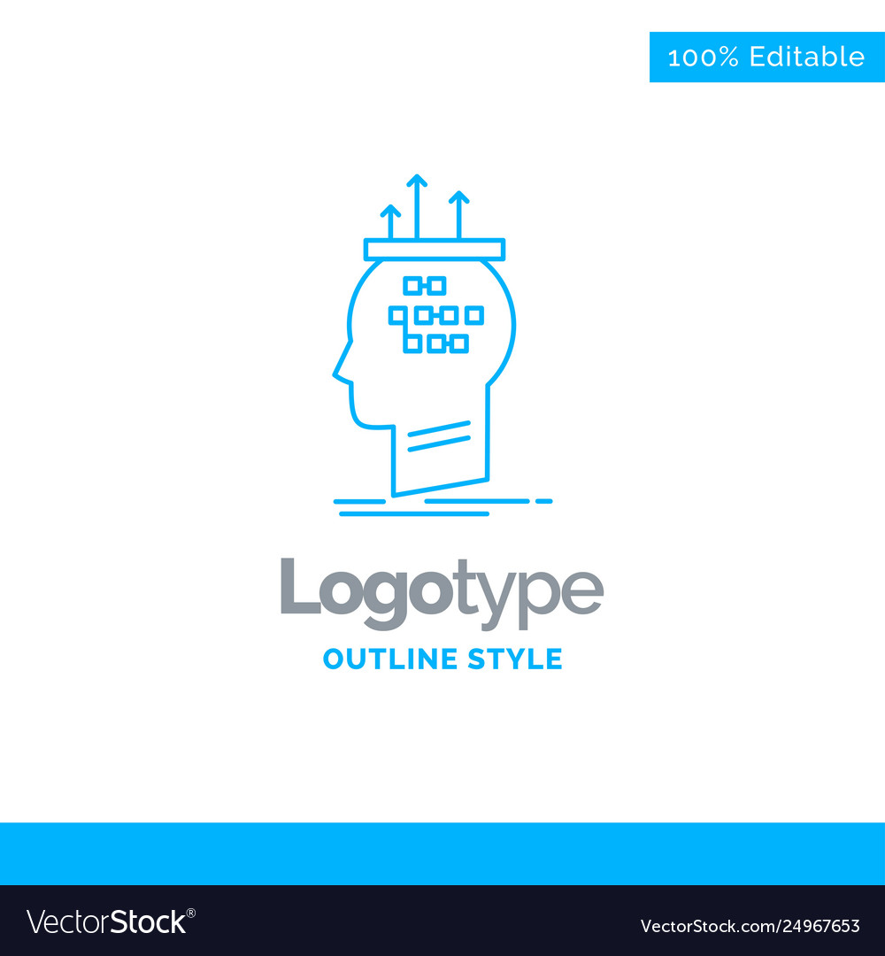 Blue logo design for algorithm brain conclusion Vector Image Blue logo design for algorithm brain conclusion