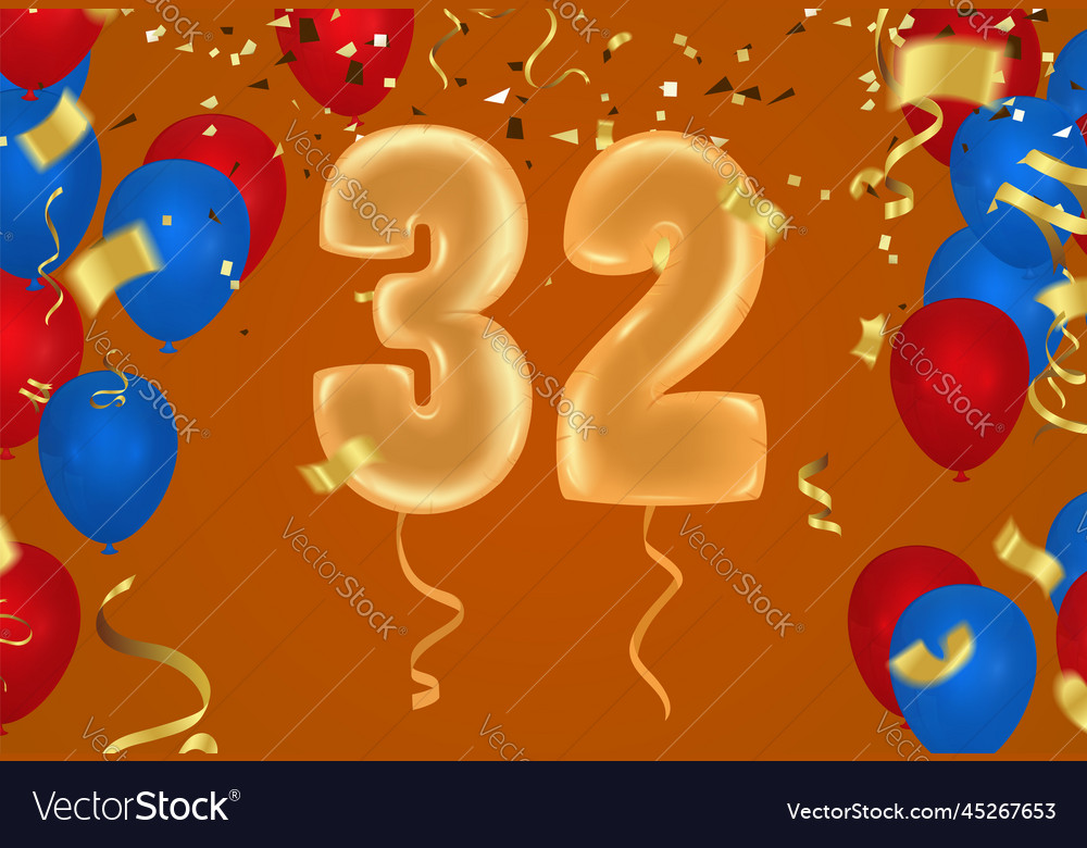 Celebration 32 birthday happy Royalty Free Vector Image