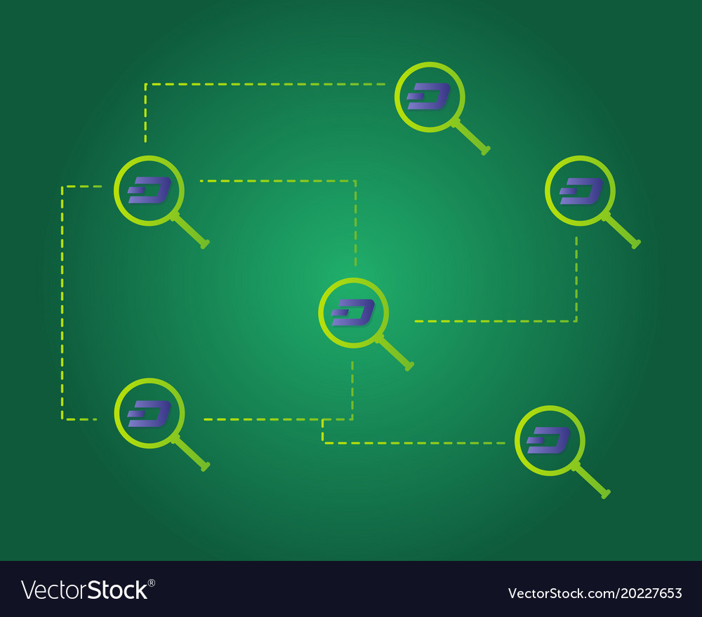 Dash blockchain technology on green background