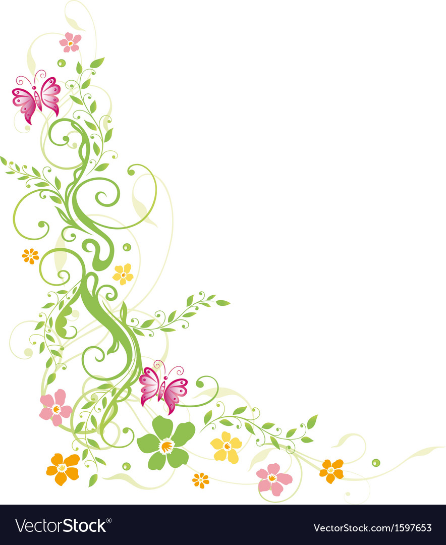 Flowers spring butterflies Royalty Free Vector Image