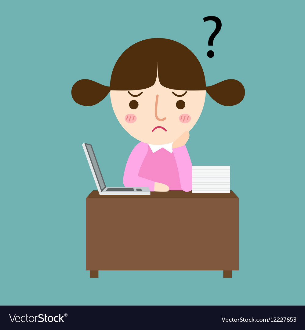 Girl thinking with question marks Royalty Free Vector Image Girl thinking with question marks Royalty Free Vector Image