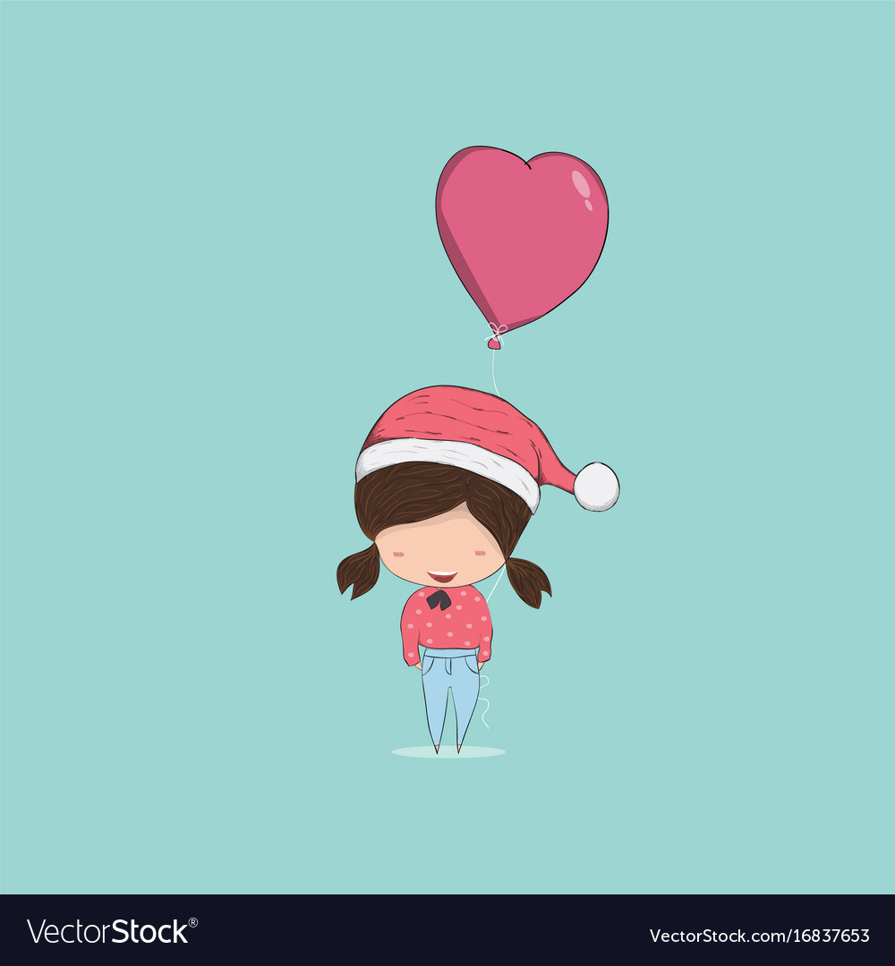 Girl with heart shaped balloon christmas