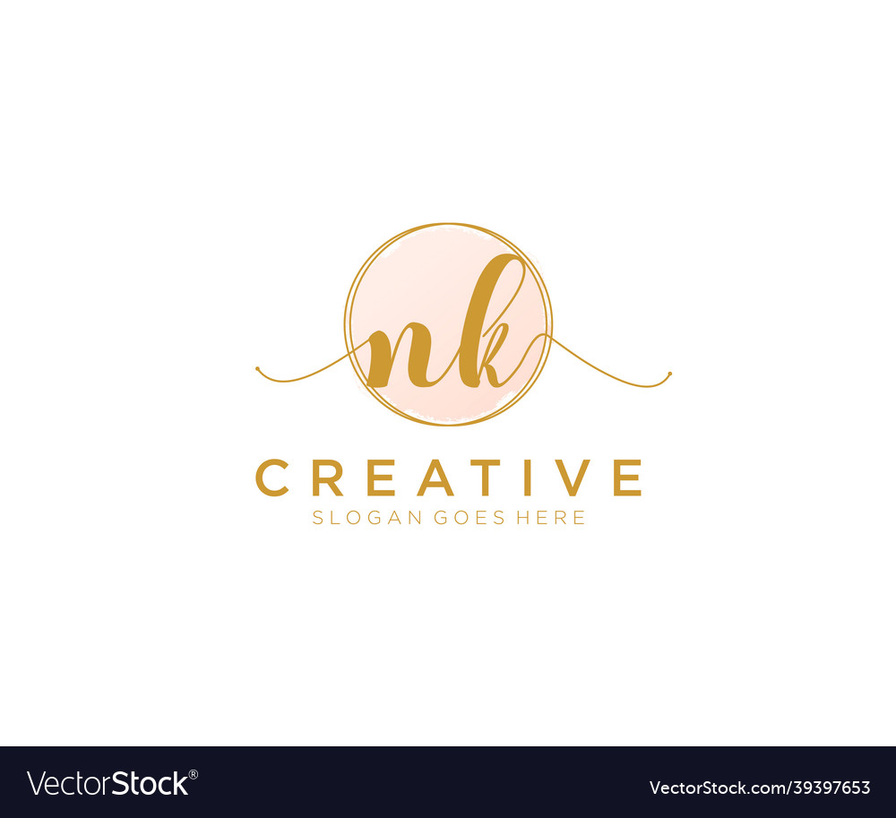 Initial nk feminine logo beauty monogram
