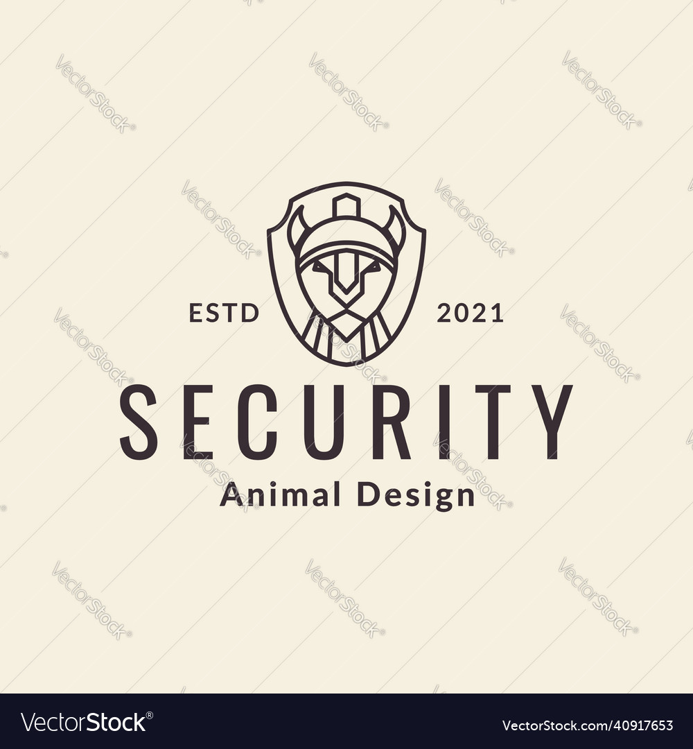 Line shield with dog logo design graphic symbol