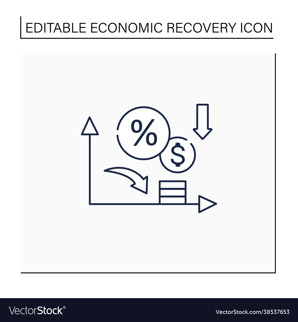 Low interest rates line icon Royalty Free Vector Image