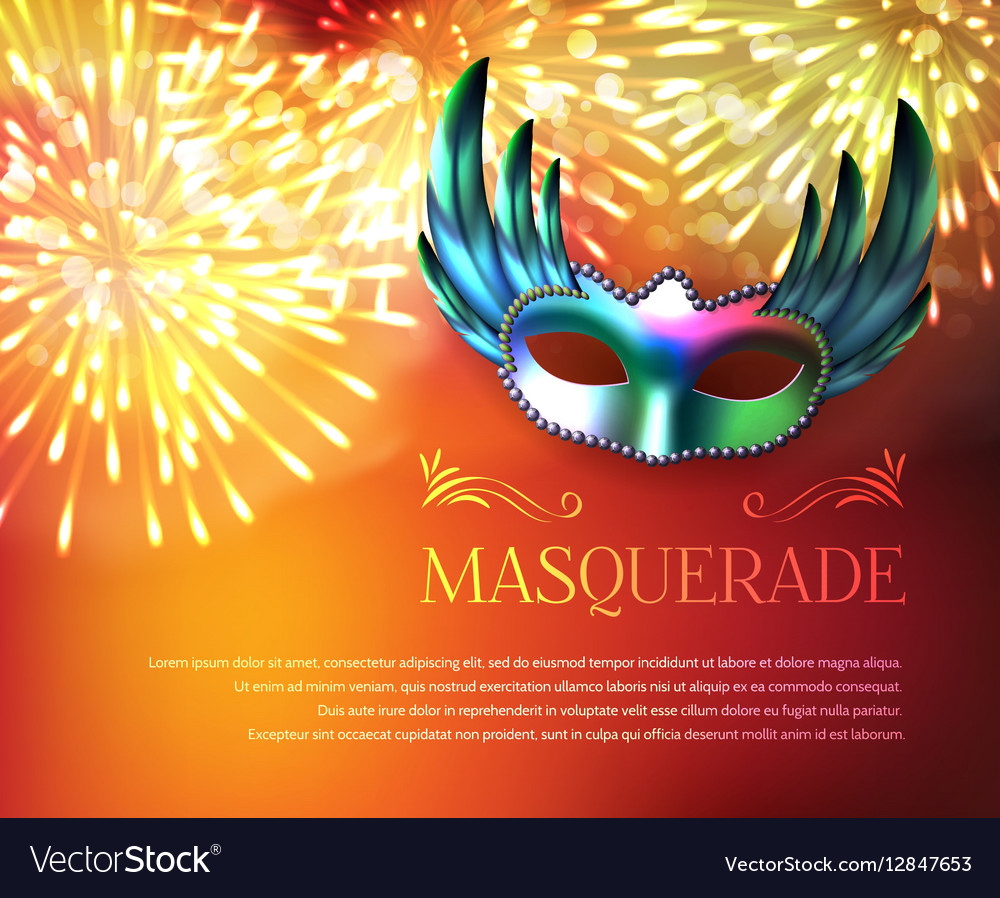 masquerade fireworks display poster royalty free vector