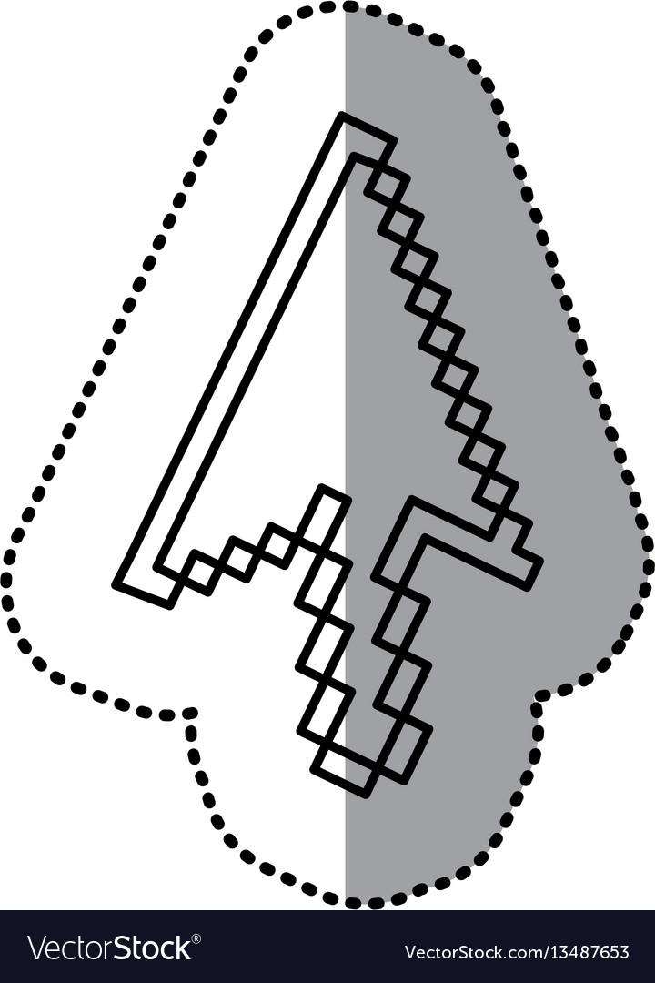 Monochrome contour sticker of arrow pointer