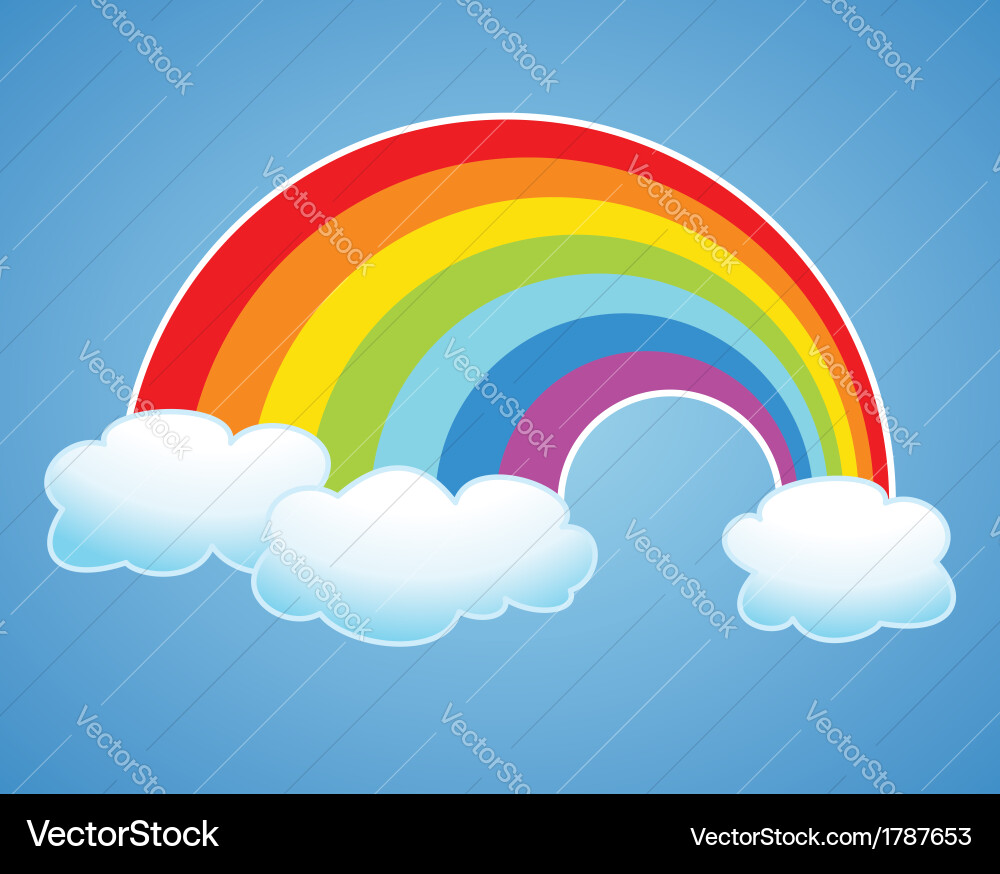 Rainbow and clouds Royalty Free Vector Image - VectorStock