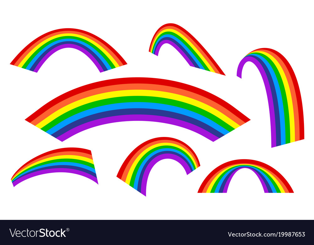 Rainbow set rainbow arch different styles Vector Image