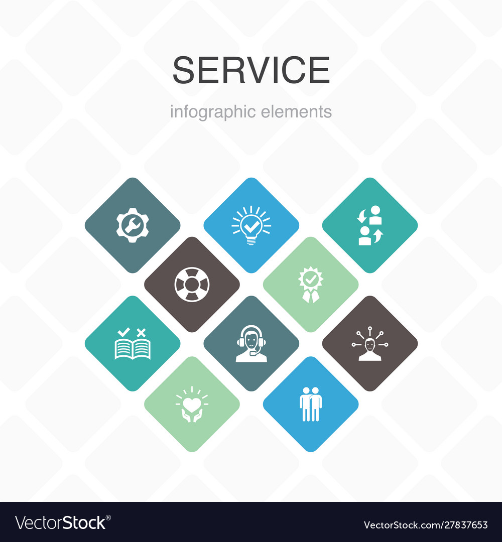 Service Infographic 10 Option Color Design Vector Image