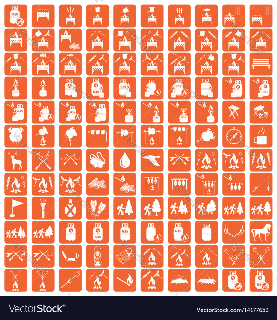 Set camping equipment pictograms Royalty Free Vector Image